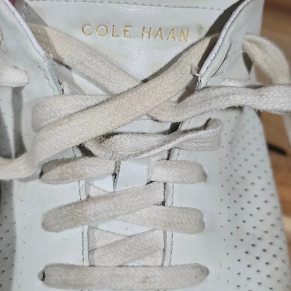 Cole Haan Grand Series Laser Perforated Leather Sneakers 12M White Mens‎